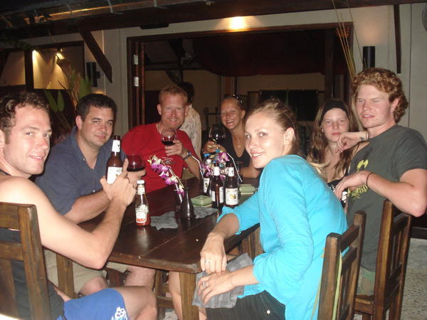 Out for a celebratory dinner after passing our PADI course