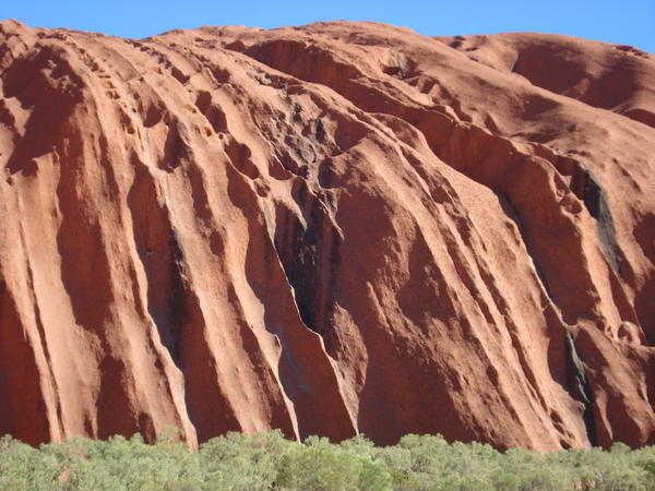 Blue, Orange and Green - a close up view of Uluru