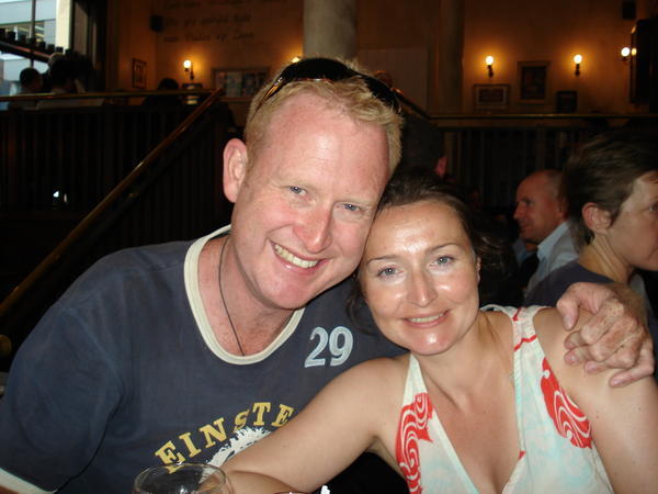 Karen and I pose on our last night together in the Leuven Belgian bar in Wellington