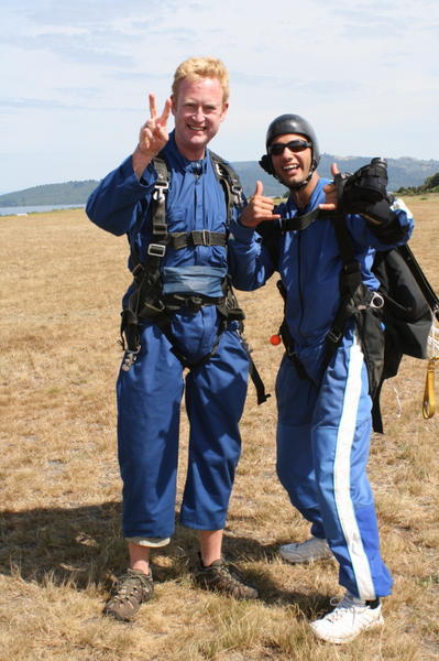 It's all over. My trousers seem to have shrunk on landing during my skydive though!