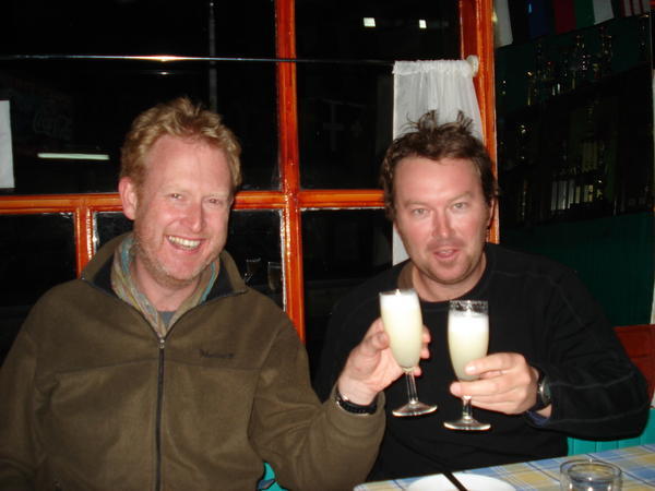 Ged and I share a pisco sour on our first night in Puerto Natales