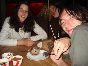 "Twisted fire starter" Max & his girlfriend Clotilde enjoy a romantic chocolate pudding after the trek