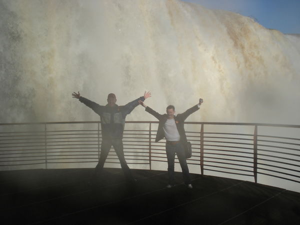 Getting VERY wet at Iguazu Falls with Terry!