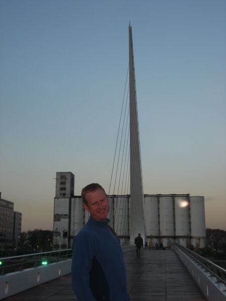 Me on the Women's Bridge, Puerto Madero at dusk
