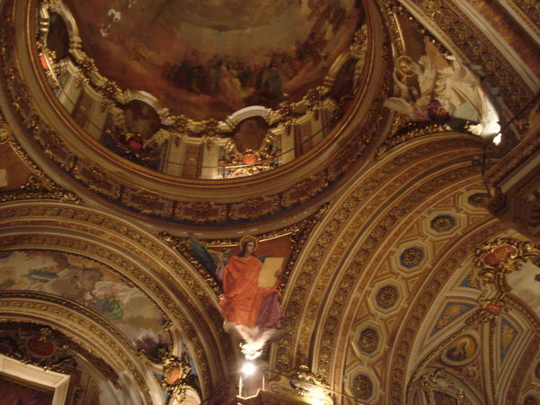 A view of the ceiling inside the Inglesia Compañía de Jesús in Cordoba