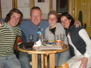 Dave, me, Sandra and Marnie enjoy a veggie curry in Cuzco on our last day there