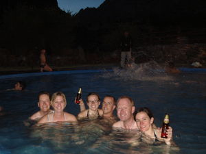 Enjoying the hot springs in Chivay with some friends on the trip