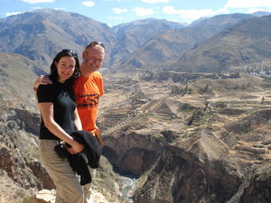 Marnie and I pose on the way back from Colca Canyon