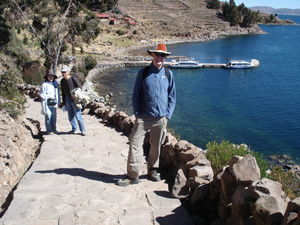 A long walk up from our boat on our visit to Isla Taquile on Lake Titicaca