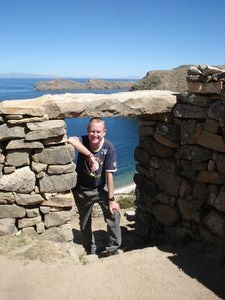 I pose at yet more Inca ruins on our Isla del Sol walk