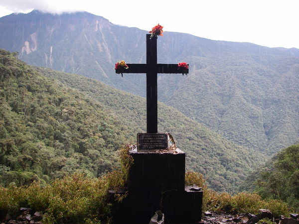 One of dozens of memorials on the Worlds Most Dangerous Road