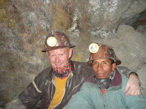 I smile for a snap with Ocho on our mine tour in Potosi