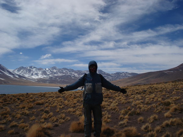 Another one of me in the strong winds on the Salar de Atacama altiplano