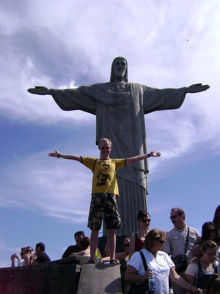 Striking a pose at the Christ the Redeemer statue
