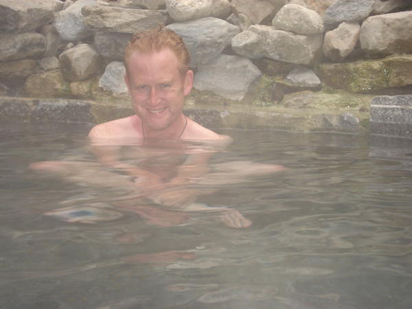 Enjoying the hot springs in Jhinsu during my trek