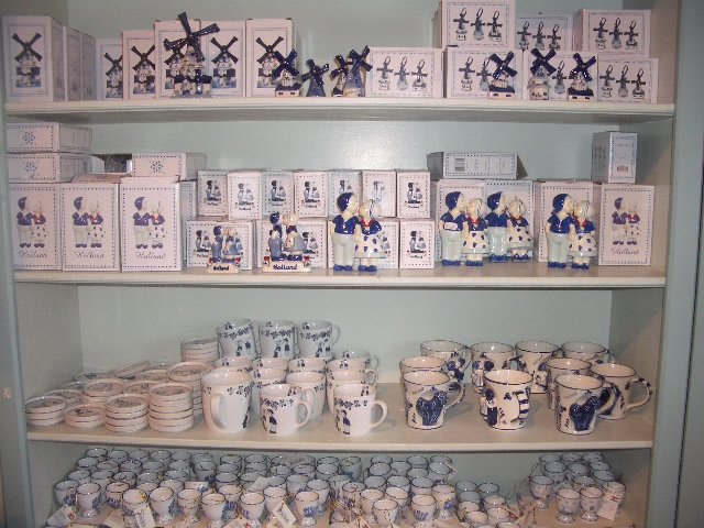 Range of souvenirs in cheese factory shop in Zaanse Schan