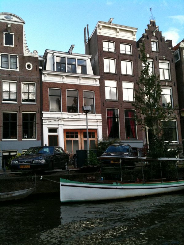 View on the boat along the river in Amsterdam