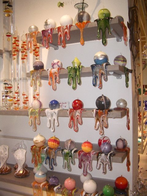 Glass ornaments in Hofgut Sternen glass blower's shop
