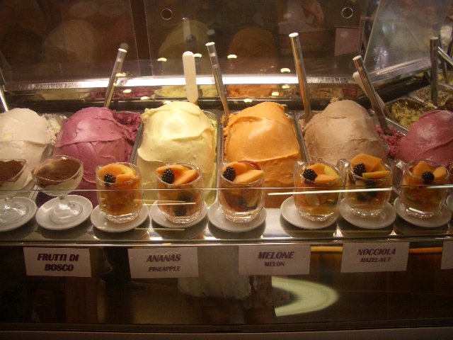 Ice cream in Italian gelateria 