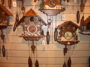 Cuckoo clocks in Black Forest gift shop