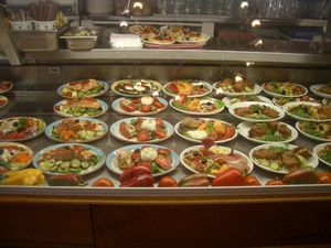 Pasta dishes in gelateria in Florence