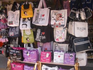 Betty Boop handbags in Pisa souvenir stall