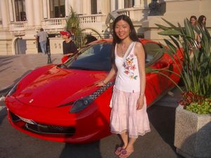Me and a red Ferrari outside the Monte Carlo Casino
