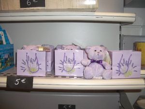 Lavender scented teddy bears in St. Paul's Village souvenir shop