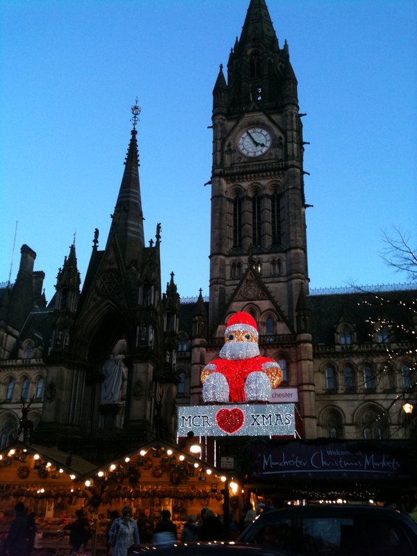 Big Santa outside Manchester Town Hall