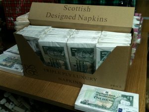 Scottish currency themed napkins