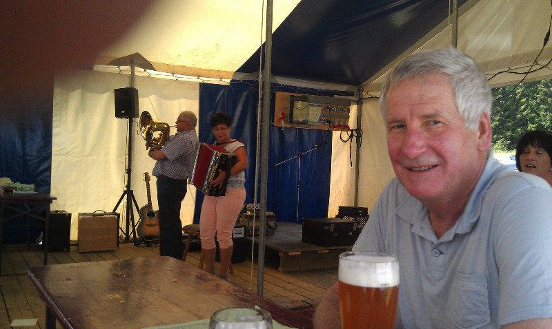 Enjoying the local brew and entertainment