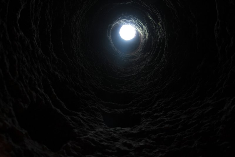 Hole through underground city