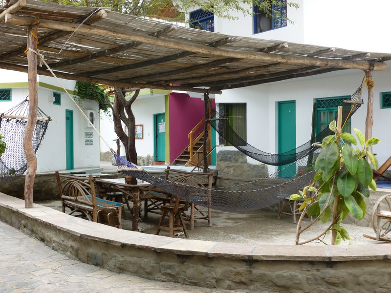 The patio at the hostel