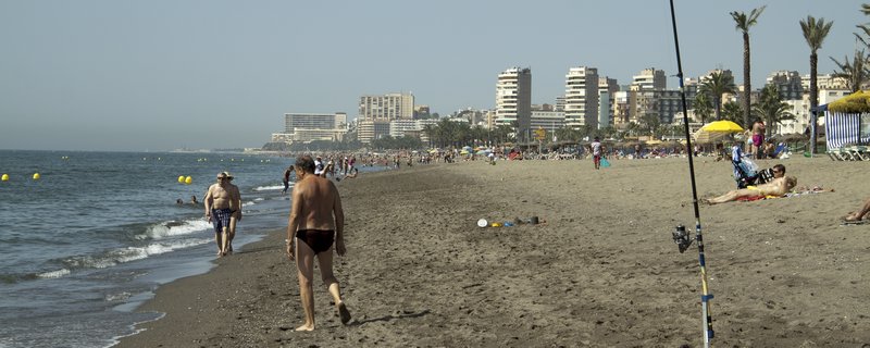 Malaga beach (note the canary parents-top right)