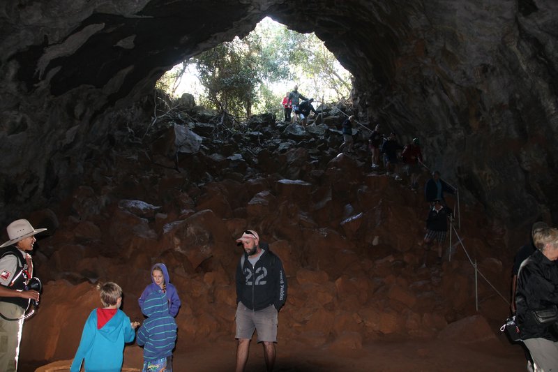 Inside one of the small lava tubes