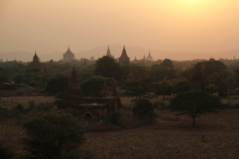 Bagan's temples in the early evening light