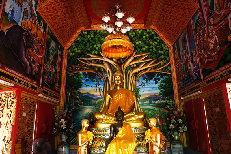 Interior of small Buddhist Temple