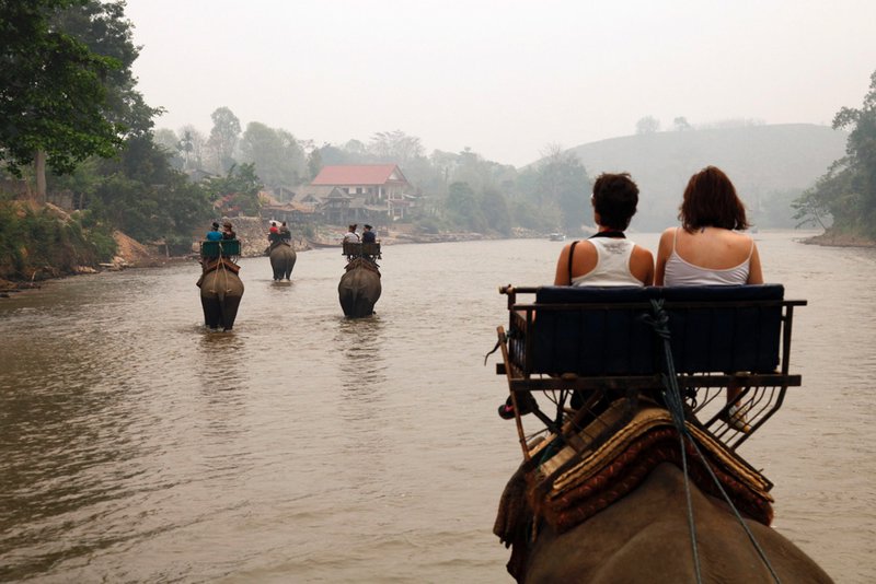 Elephant ride across the river