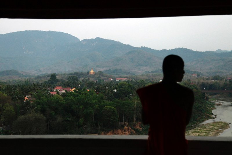 Monk in landscape