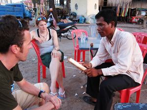 Chatting to a local in Kratie, Cambodia