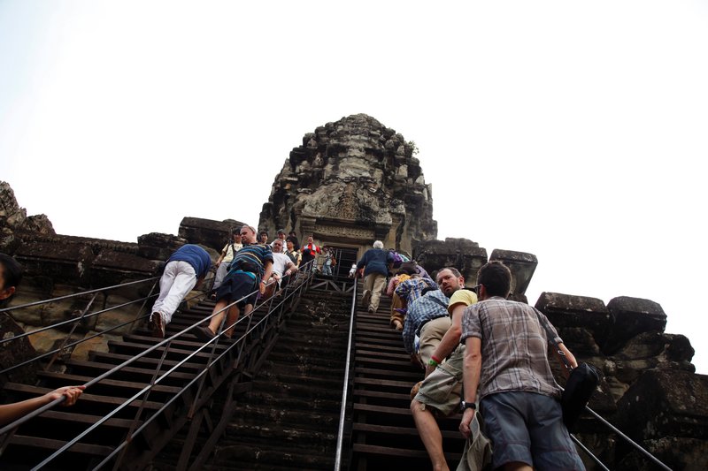 Ascending the temple