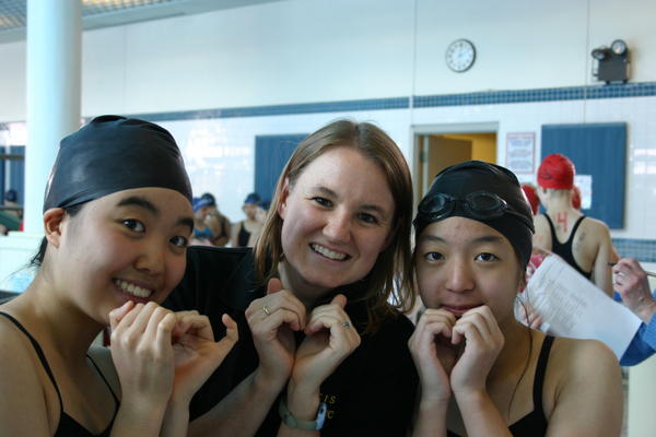 Joan, me and Justine (making hearts with our hands; its a Korean thing)