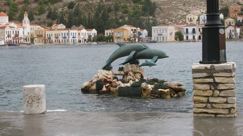 The daulphine statue at Kastellorizon harbour 