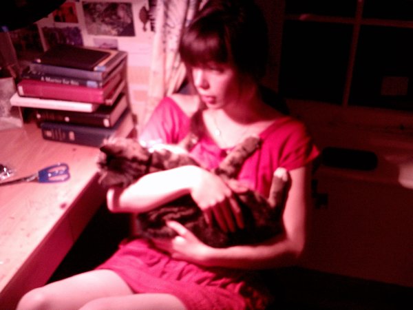 With cat in Teddington