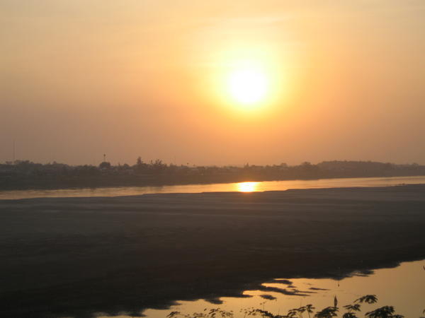 Sunset over Thailand and The Mekong River, Vietiane