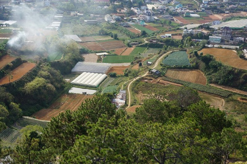 View of Dalat agriculture from cable car