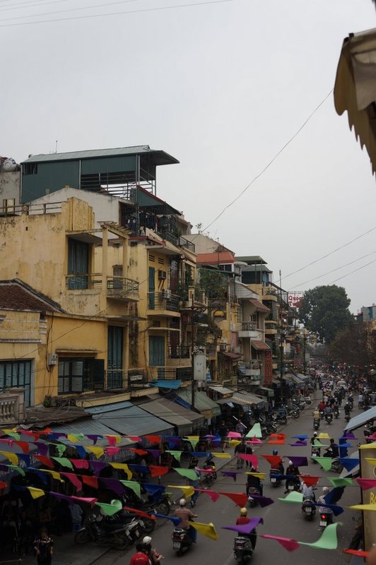 View down the street in central Hanoi