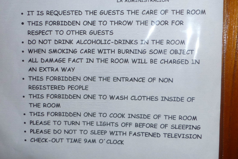 Our hotel 'instructions'