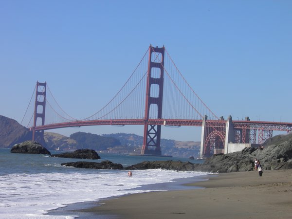 The bridge and Baker Beach in the foreground.