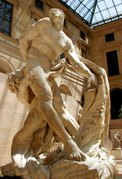 Man Fighting Lion Sculpture